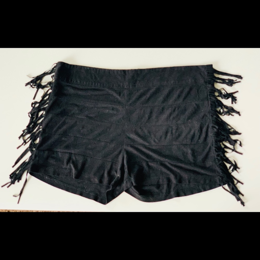Black fringe shorts